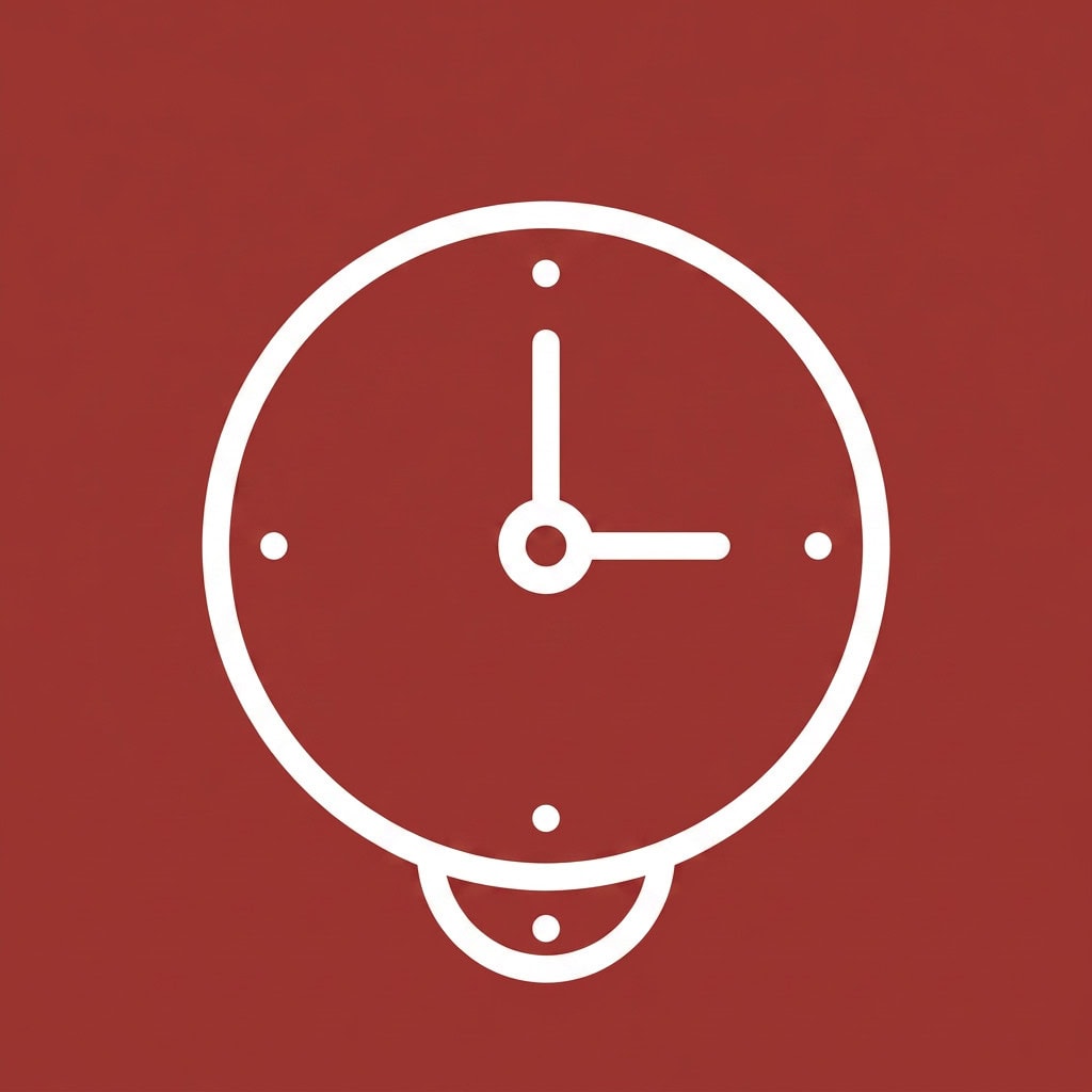 Minimalist wall clock with white outline on red background.